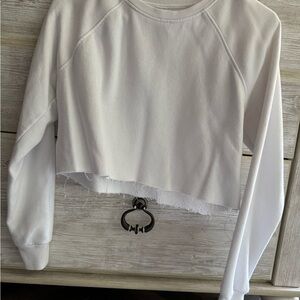 Women's White Cropped Sweatshirt